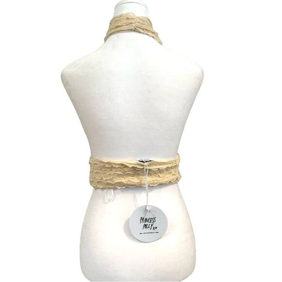 Princess Polly NWT Chayse Ruffle Halter Top Beige - Picture 5 of 7